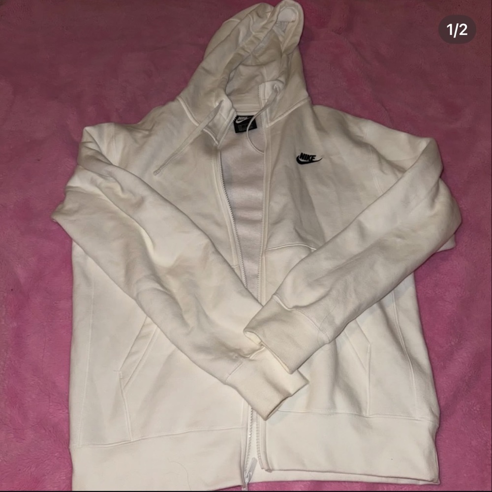 Nike Classic White Zip-Up Hoodie